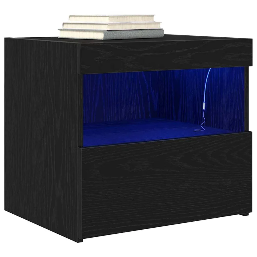 Cabinet de chevet avec tiroir 2 pcs Chêne noir 50 x 40 x 45 cm - 3