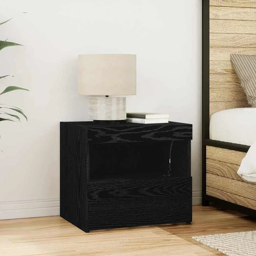 Cabinet de chevet avec tiroir 2 pcs Chêne noir 50 x 40 x 45 cm - 4