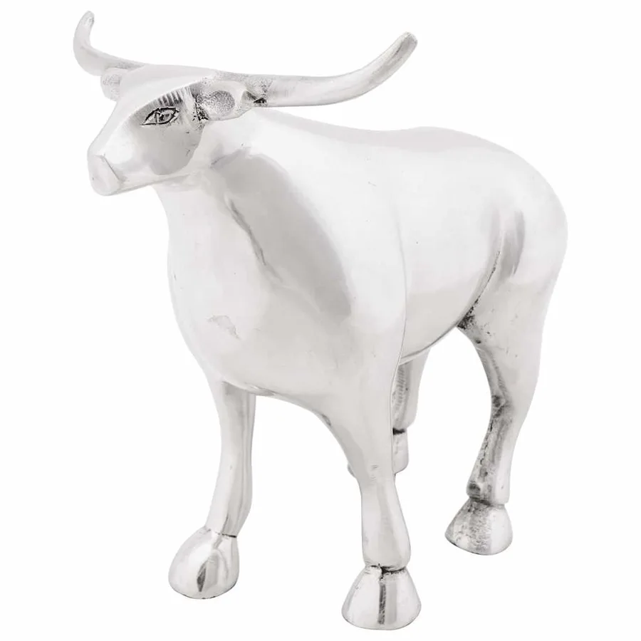 Sculpture de taureau Argenté 20 x 17 x 23 cm Aluminium - 3