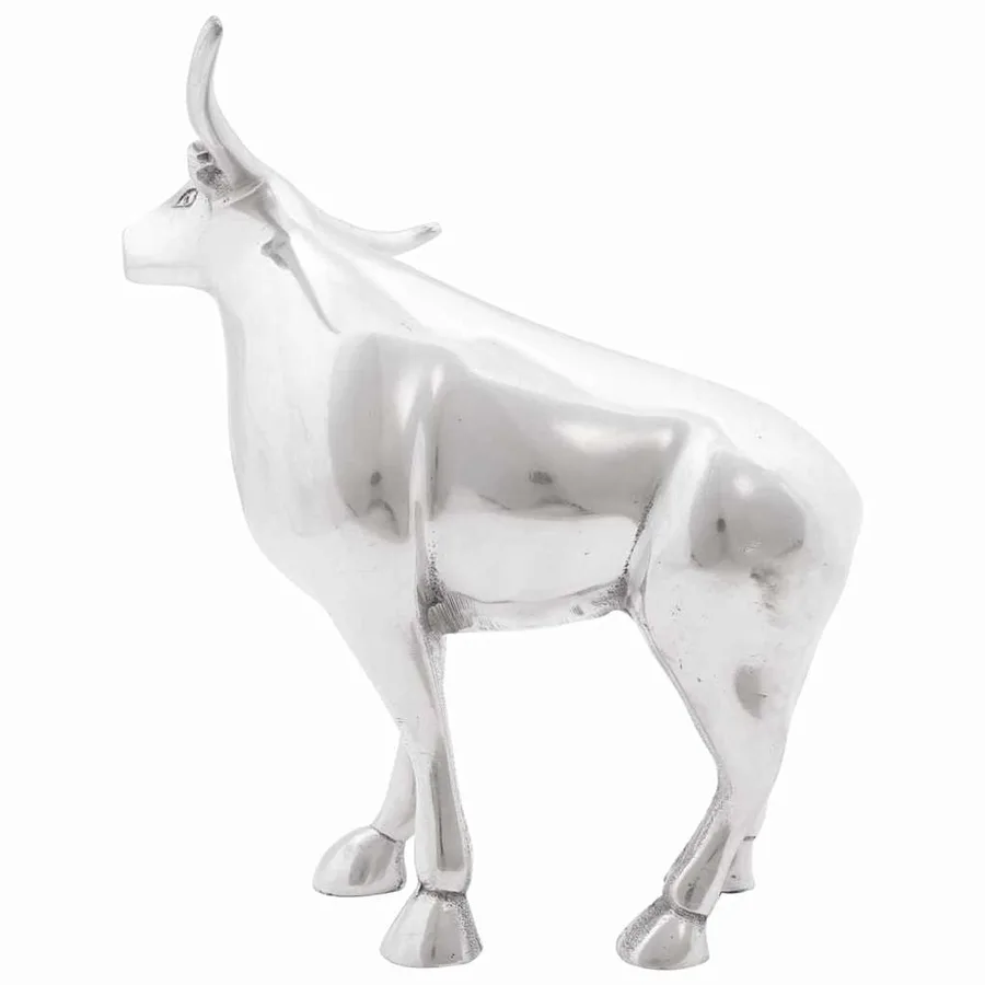 Sculpture de taureau Argenté 20 x 17 x 23 cm Aluminium - 4