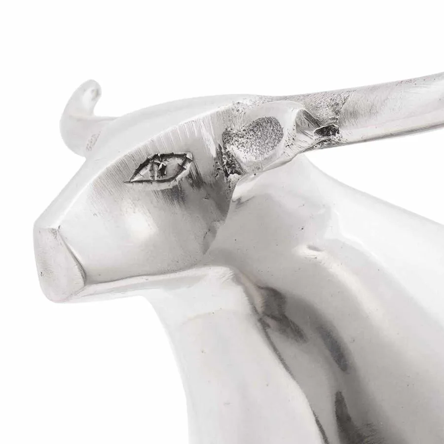 Sculpture de taureau Argenté 20 x 17 x 23 cm Aluminium - 5