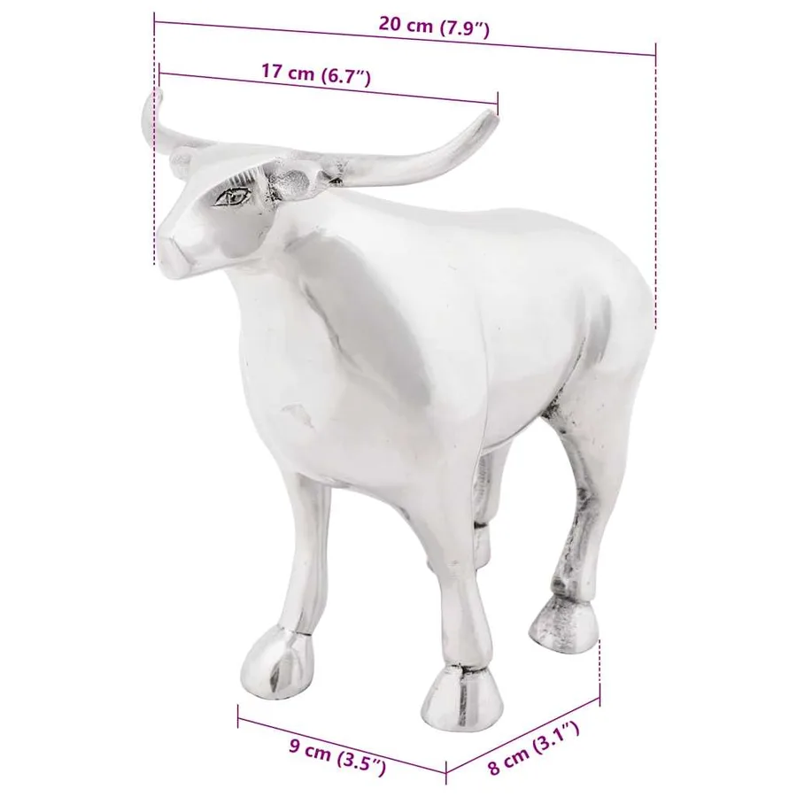 Sculpture de taureau Argenté 20 x 17 x 23 cm Aluminium - 8