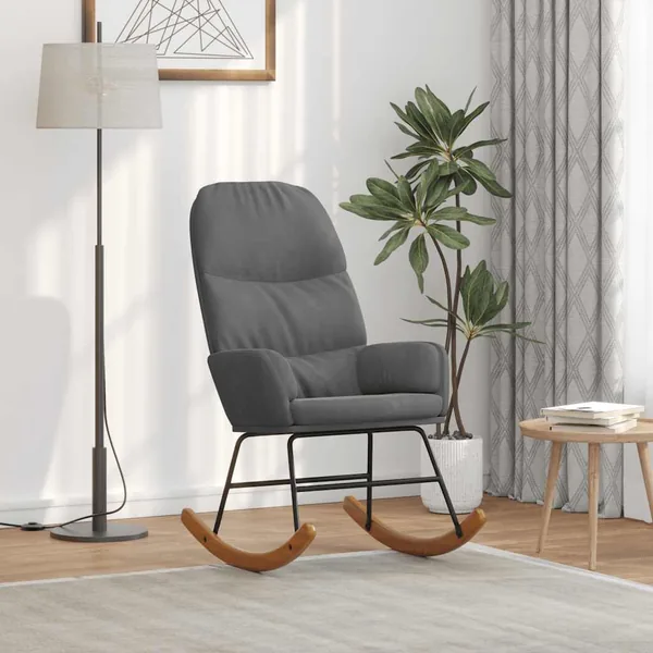 Fauteuil à bascule velours gris foncé