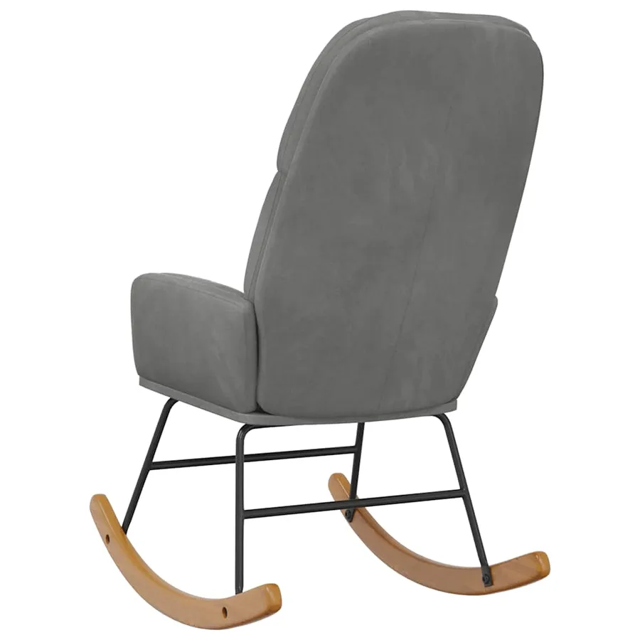 Fauteuil à bascule velours gris foncé - 5