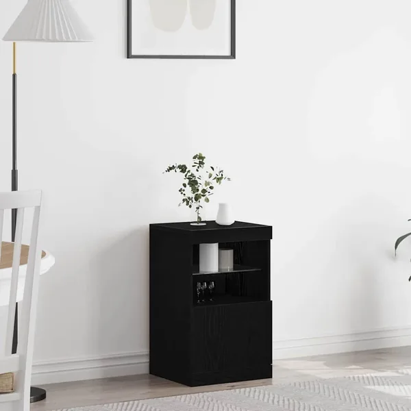 Buffet LED Chêne noir 41 x 37 x 67 cm Bois d'ingénierie