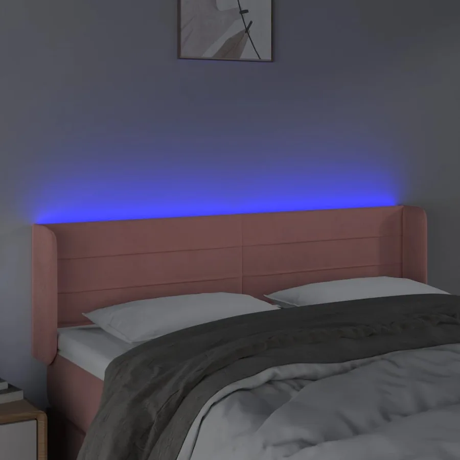 Tête de lit à LED Rose 147x16x78/88 cm Velours - 4