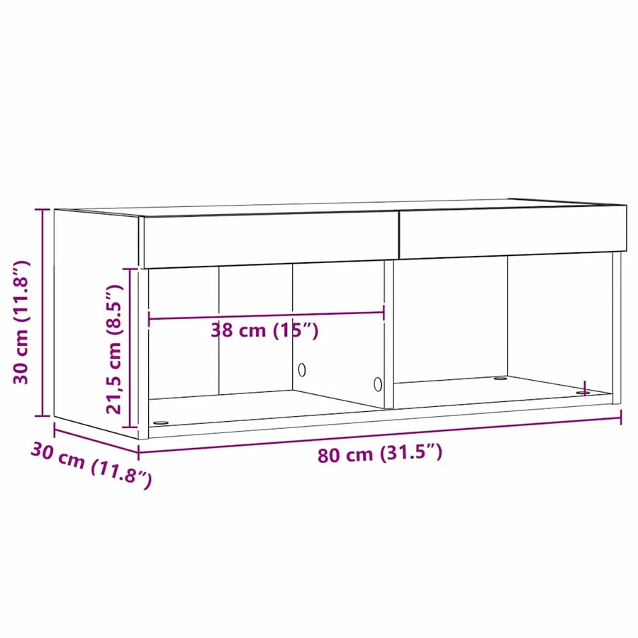 Ensemble meuble TV avec LED 2 pcs Bois ancien 80 x 30 x 30 cm - 16
