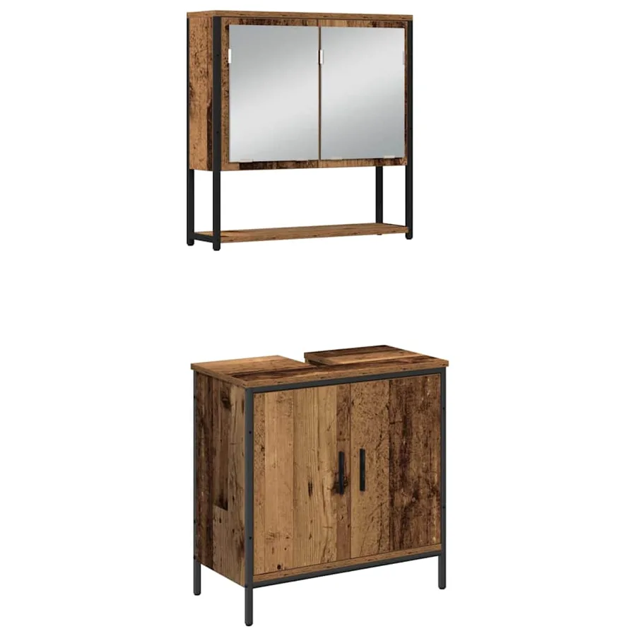 Ensemble de mobilier de salle de bain avec porte 4 pcs Marron - 7
