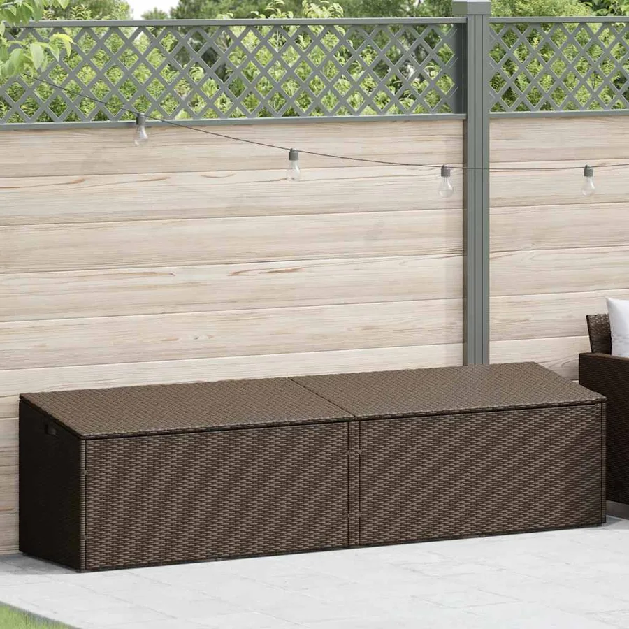 Boîte de rangement de jardin marron 220x50x58 cm résine tressée - 2