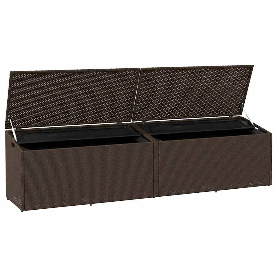 Boîte de rangement de jardin marron 220x50x58 cm résine tressée - 4