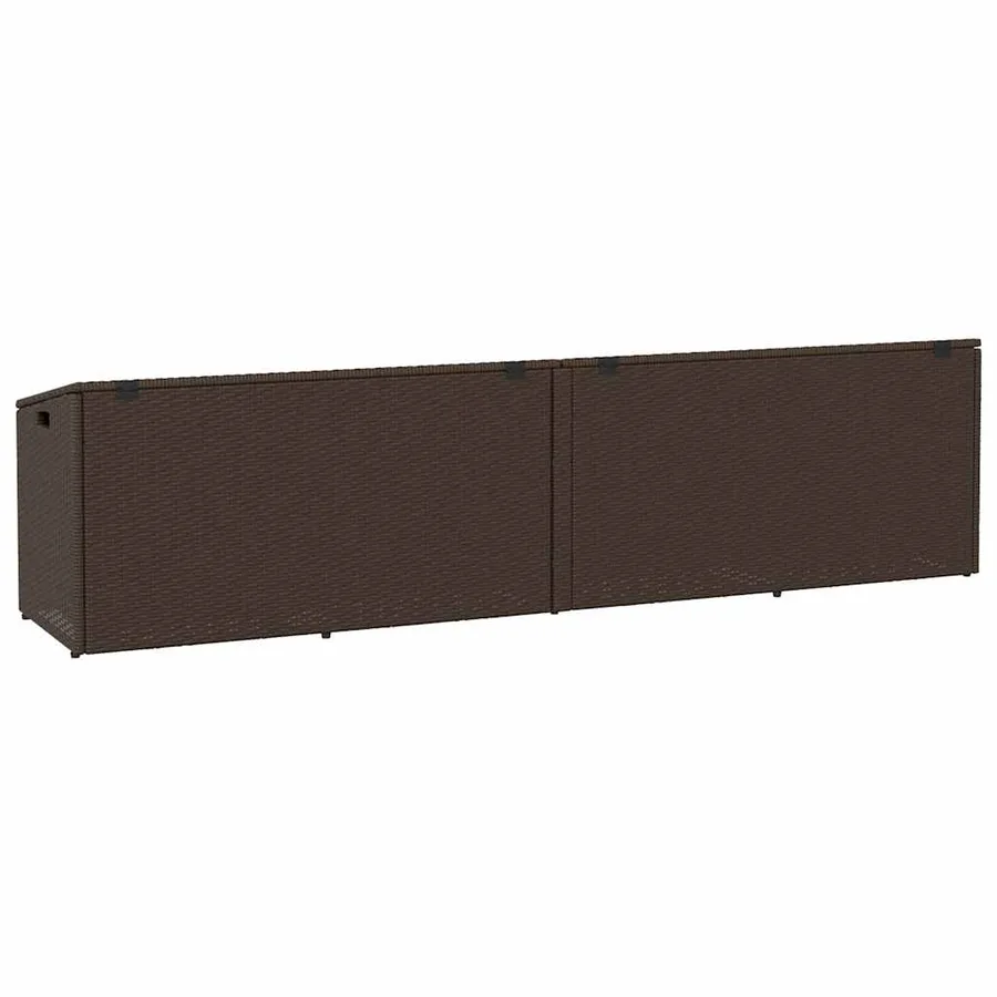 Boîte de rangement de jardin marron 220x50x58 cm résine tressée - 6