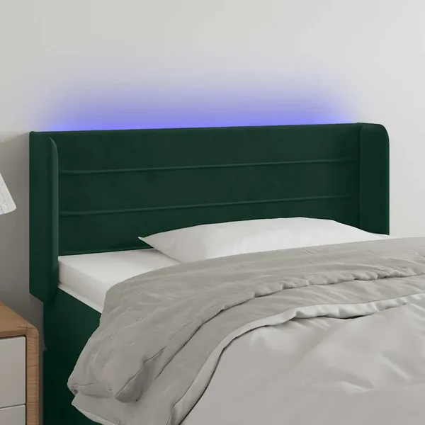 Tête de lit à LED Vert foncé 93x16x78/88 cm Velours