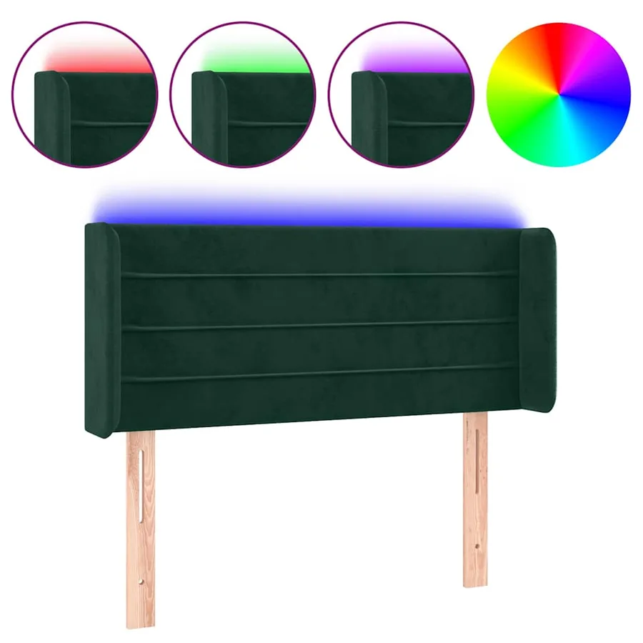 Tête de lit à LED Vert foncé 93x16x78/88 cm Velours - 2