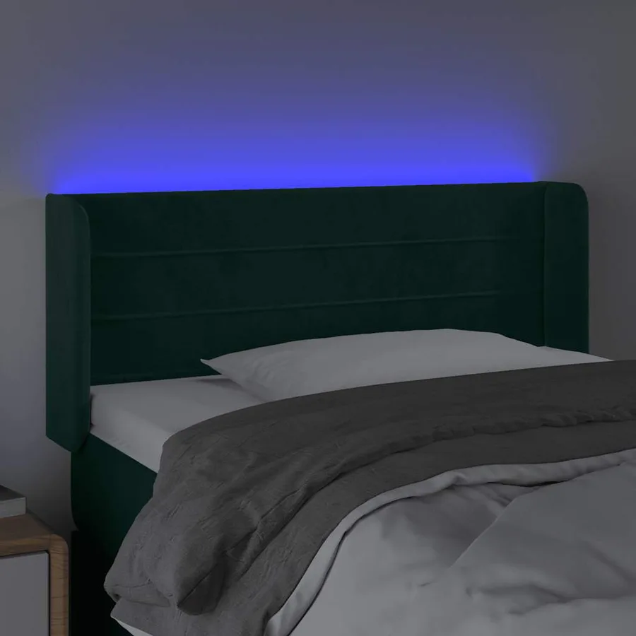 Tête de lit à LED Vert foncé 93x16x78/88 cm Velours - 4