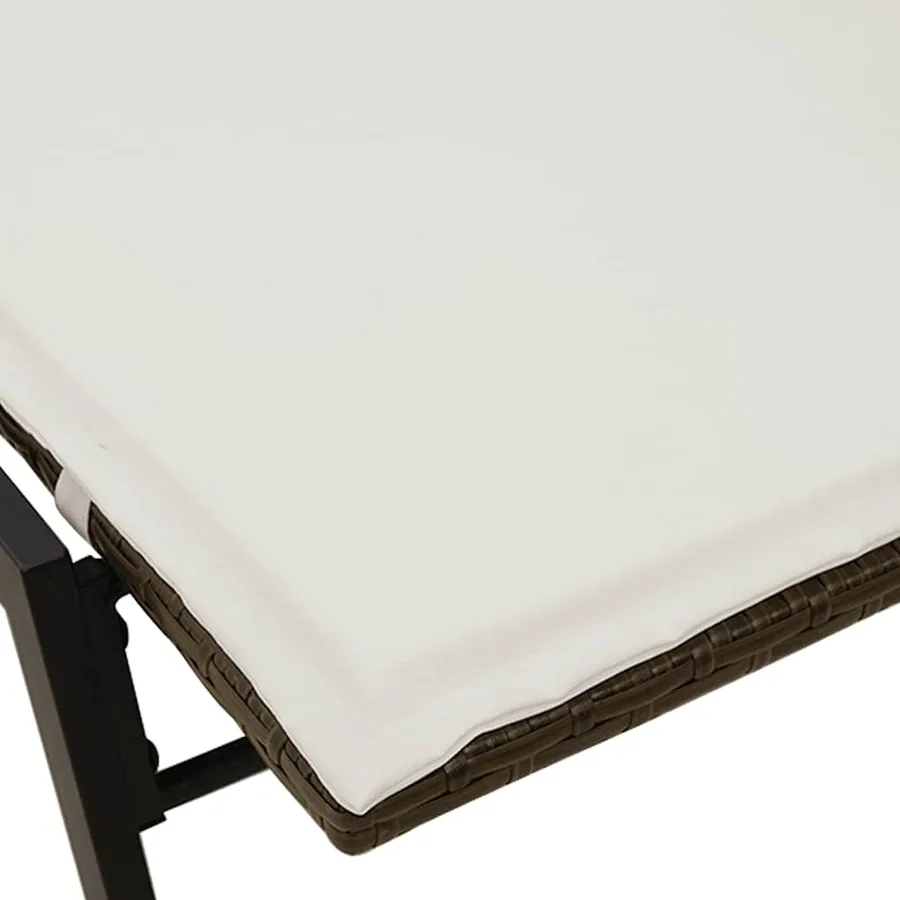 Chaise longue avec coussin marron résine tressée - 10