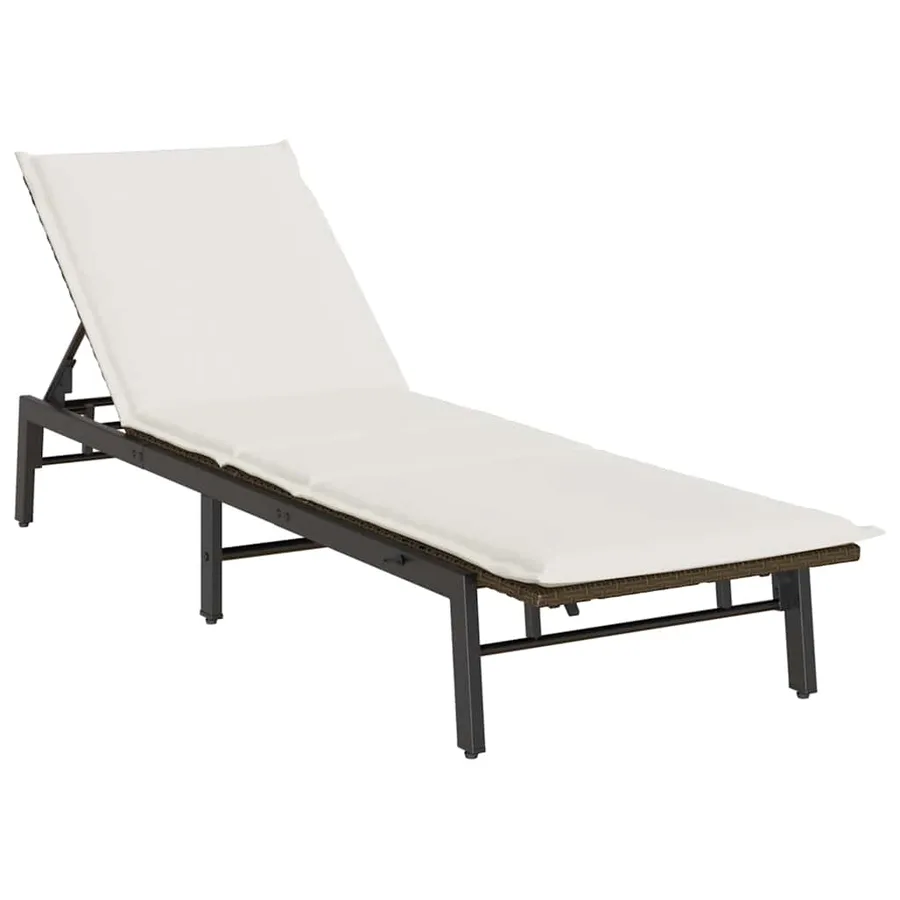 Chaise longue avec coussin marron résine tressée - 2