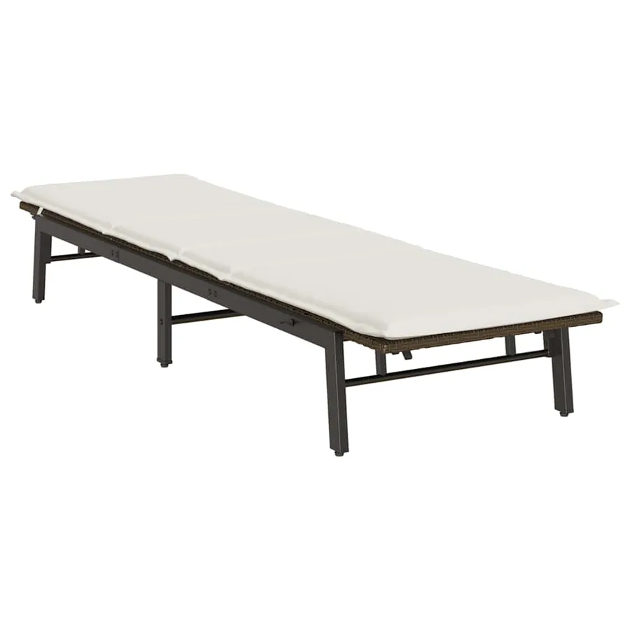 Chaise longue avec coussin marron résine tressée - 4