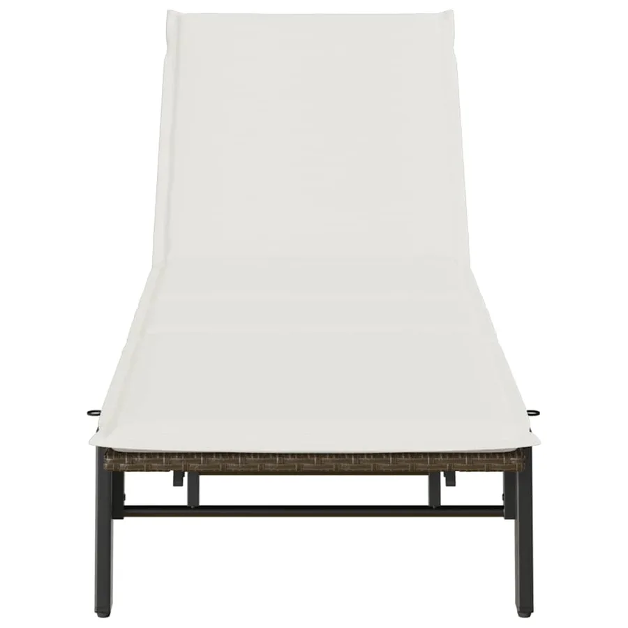 Chaise longue avec coussin marron résine tressée - 6