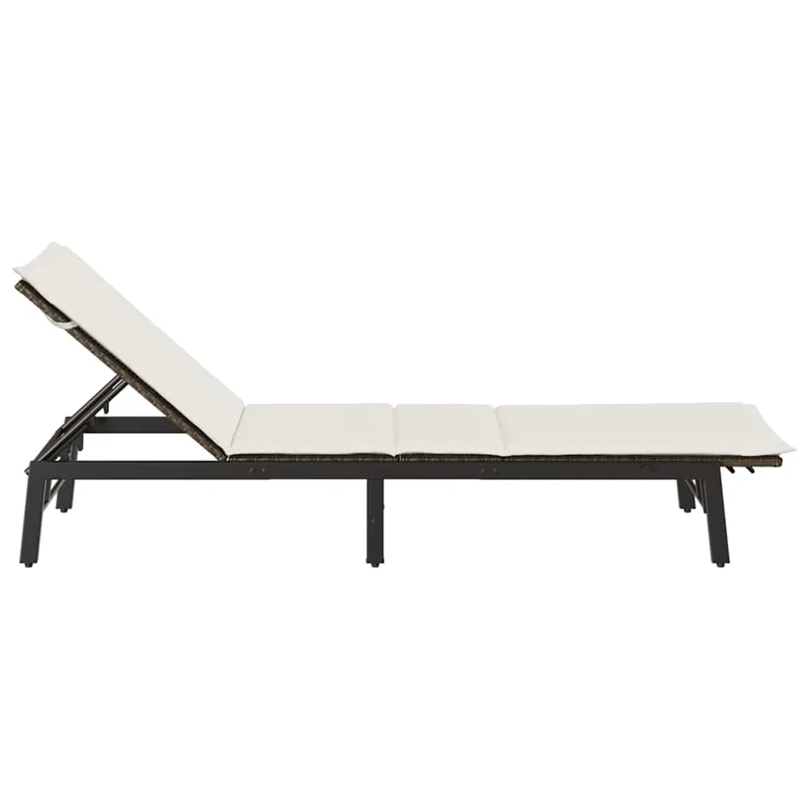 Chaise longue avec coussin marron résine tressée - 7