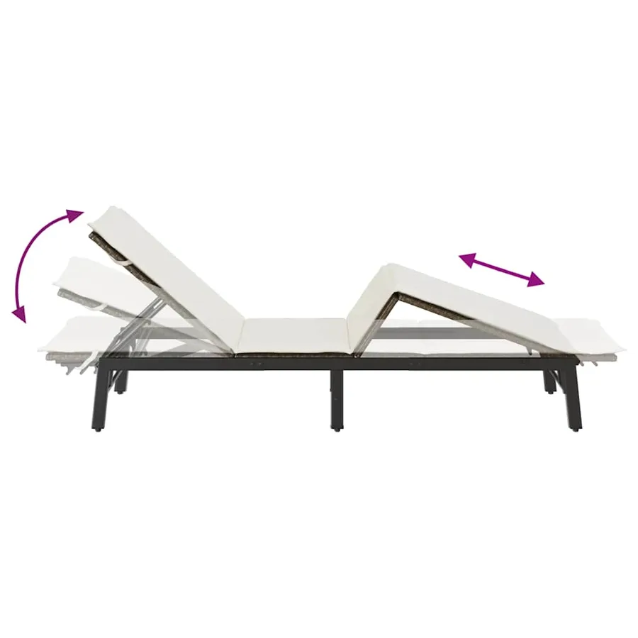 Chaise longue avec coussin marron résine tressée - 9