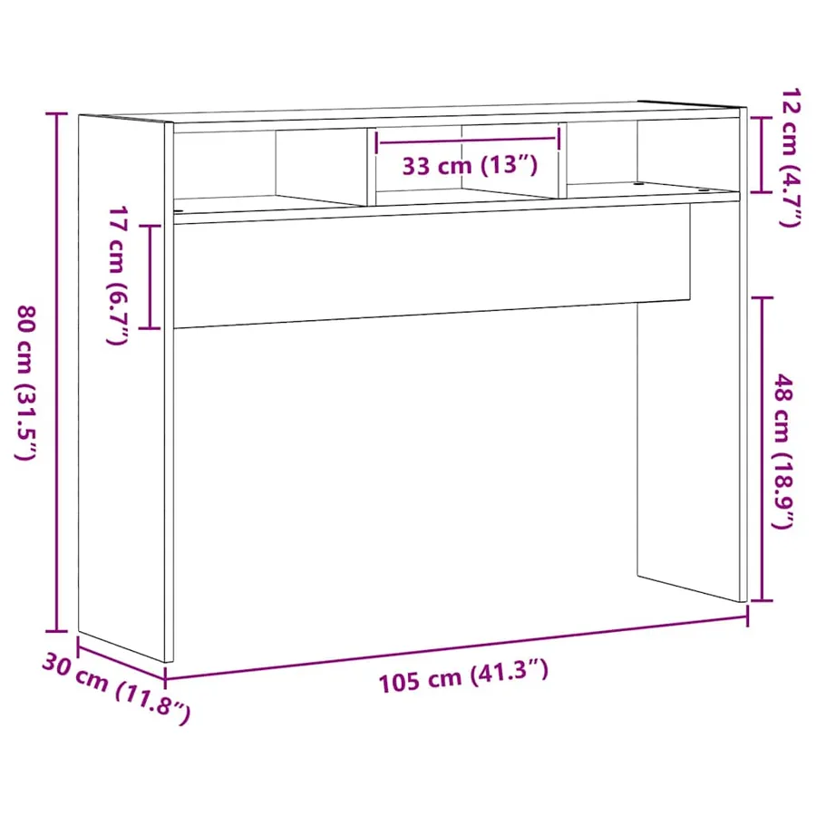 Table console Chêne noir 105 x 30 x 80 cm Bois d'ingénierie - 8