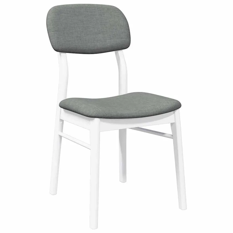Chaises à manger coussins 2 pcs blanc bois massif caoutchouc - 4