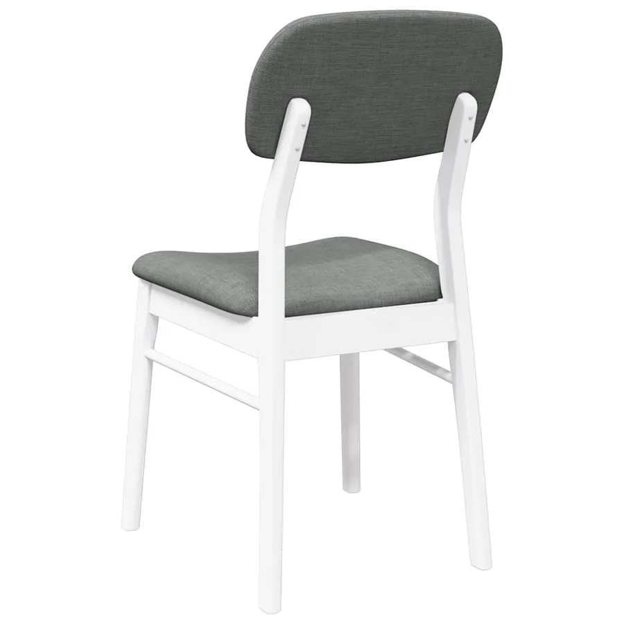 Chaises à manger coussins 2 pcs blanc bois massif caoutchouc - 7