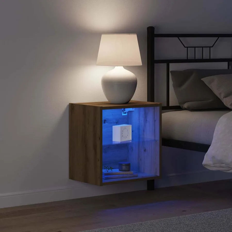 Étagère flottante avec lumière LED Marron 40 x 28,5 x 40 cm - 5