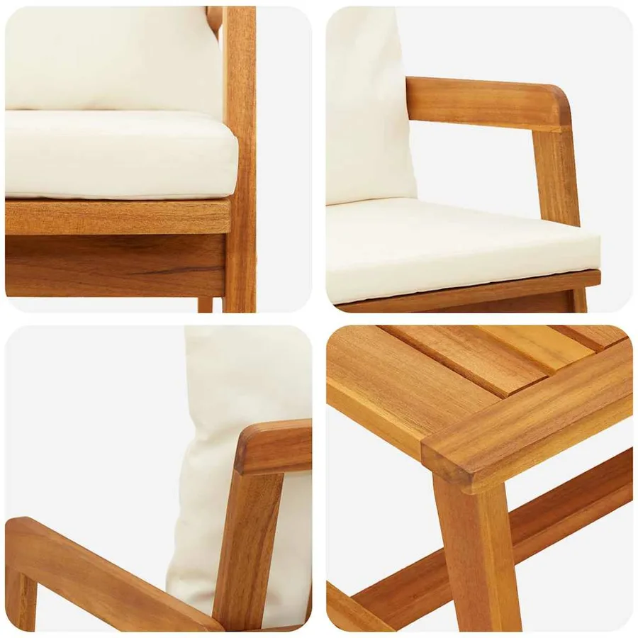 Ensemble bistrot 2 Pièce Huile Naturelle Bois d'Acacia Massif - 10