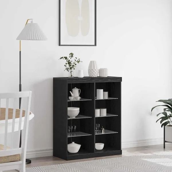 Buffet LED Chêne noir 81 x 37 x 100 cm Bois d'ingénierie