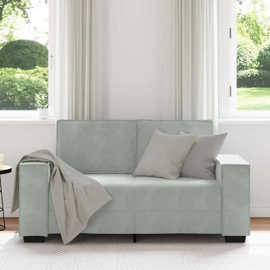 Canapé à 2 places Gris clair 160x78x84 cm Velours - 3