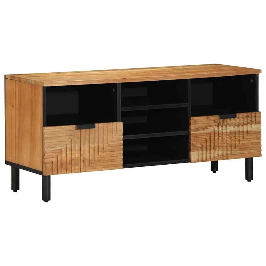 Meuble TV Marron 100 x 33,5 x 46 cm Bois de mangue massif - 2