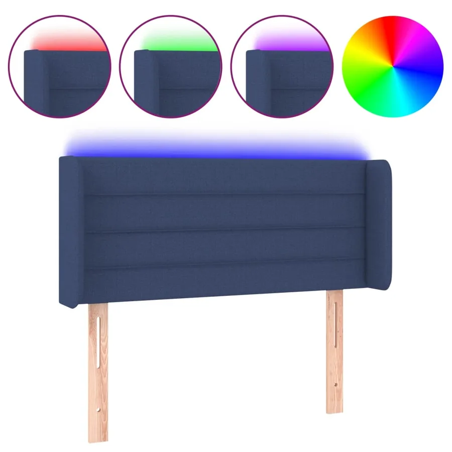Tête de lit à LED Bleu 103x16x78/88 cm Tissu - 2