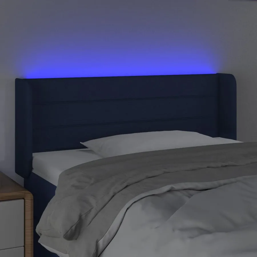 Tête de lit à LED Bleu 103x16x78/88 cm Tissu - 4