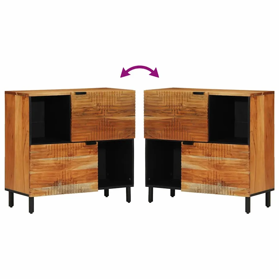 Buffet avec porte Marron 80 x 33 x 75 cm Bois de mangue massif - 10