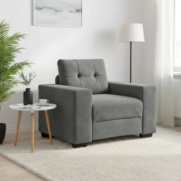 Fauteuil gris foncé 100x78x80 cm velours