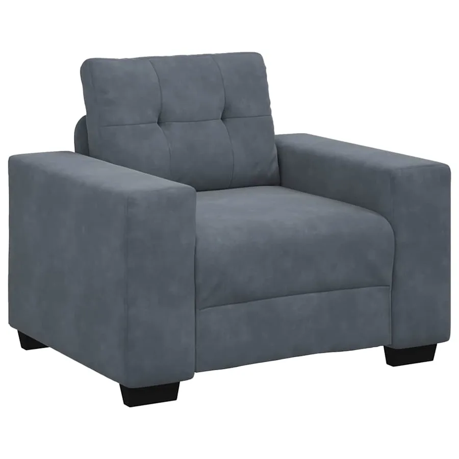 Fauteuil gris foncé 100x78x80 cm velours - 2