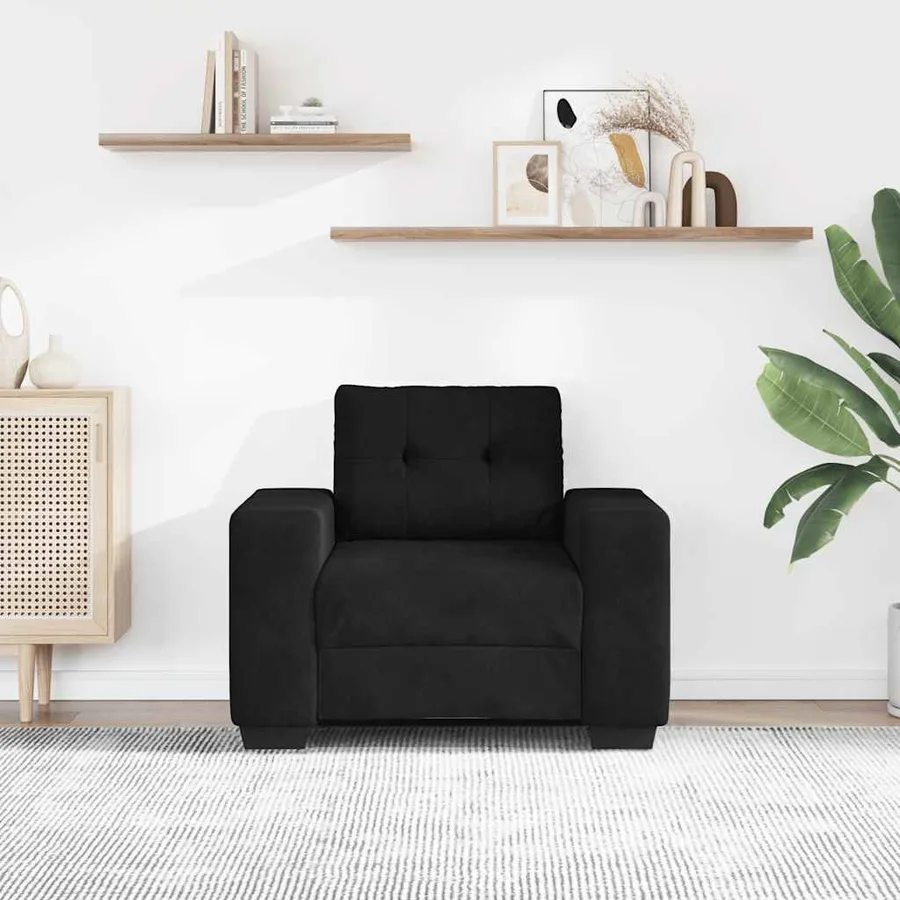Fauteuil noir 100x78x80 cm velours - 3