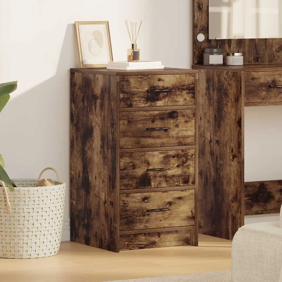 Buffet avec tiroir Chêne fumé 40 x 41 x 75 cm Bois d'ingénierie