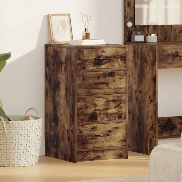 Buffet avec tiroir Chêne fumé 40 x 41 x 75 cm Bois d'ingénierie