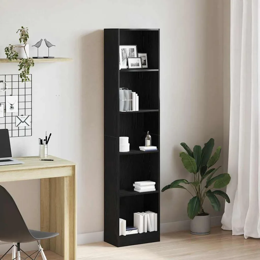 Bibliothèque en chêne noir 40 x 24 x 176 cm bois d'ingénierie