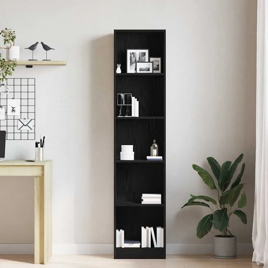 Bibliothèque en chêne noir 40 x 24 x 176 cm bois d'ingénierie - 4