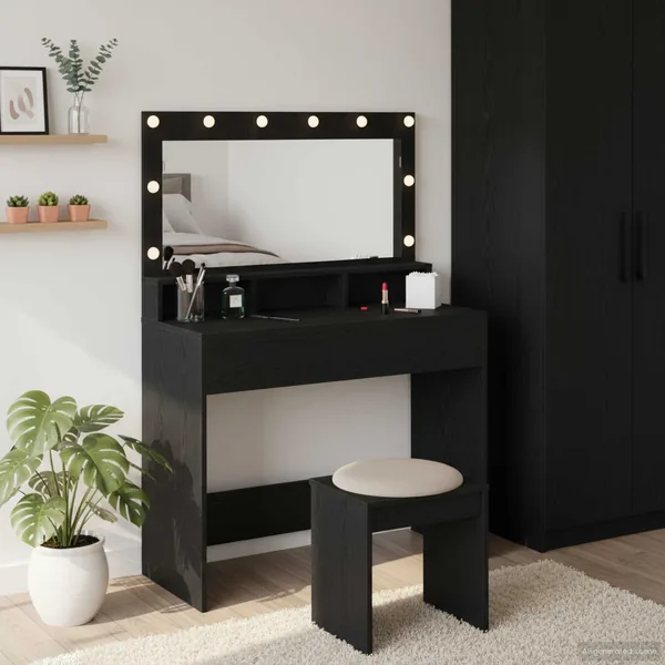 Table de Toilette avec étagère Chêne noir 100 x 41 x 135 cm