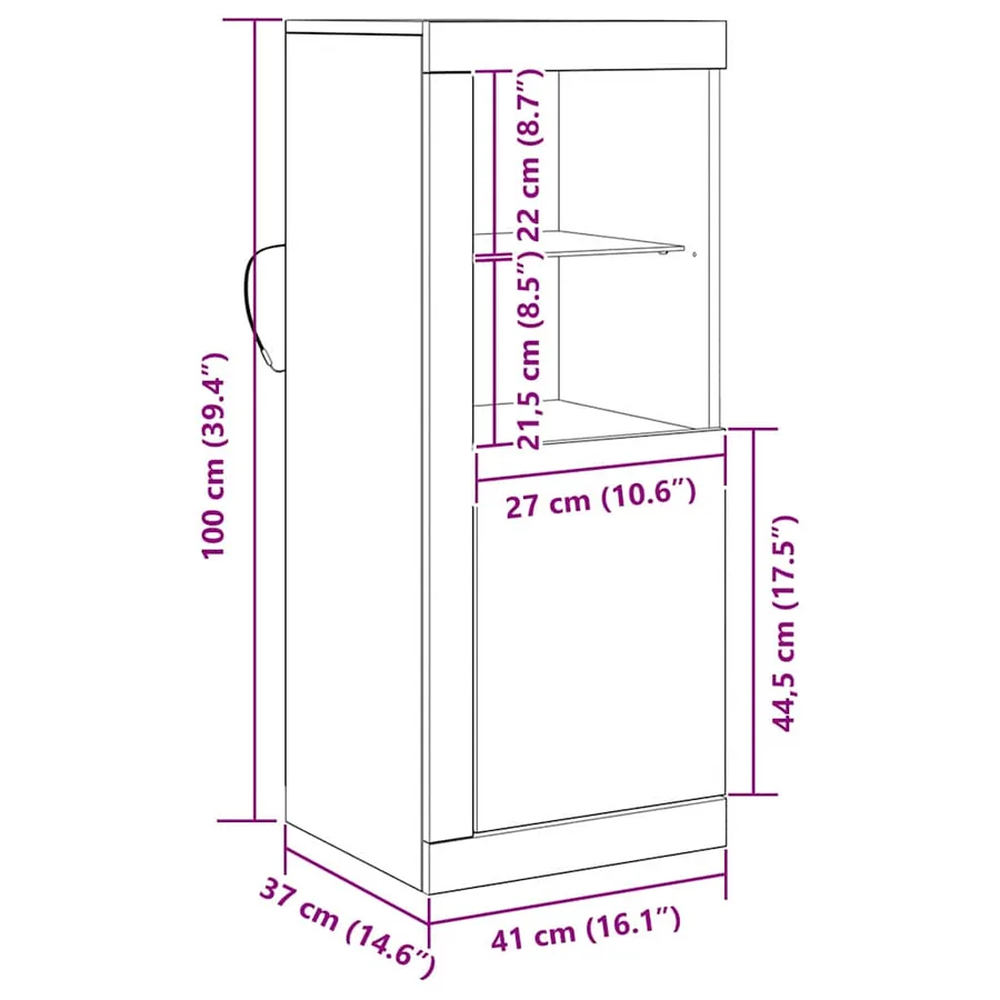 Buffet LED Marron 41 x 37 x 100 cm Bois d'ingénierie - 16