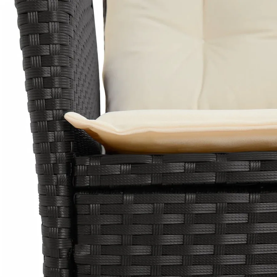 Ensemble à manger de jardin coussins 7pcs Noir Résine tressée - 5