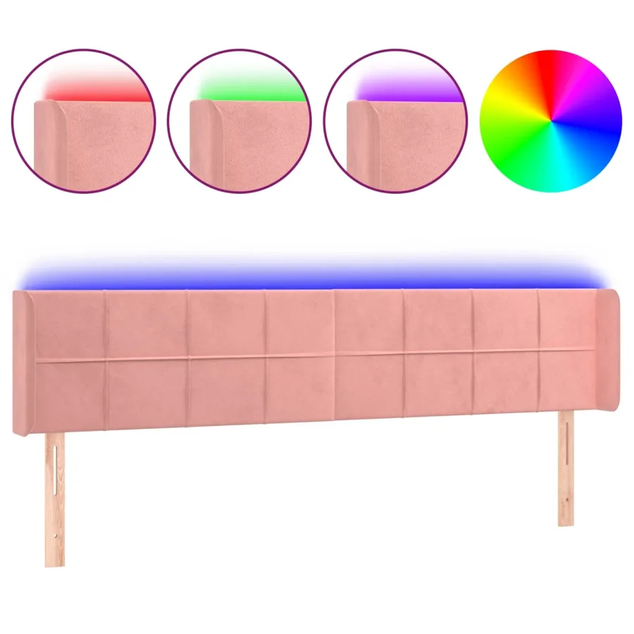 Tête de lit à LED Rose 203x16x78/88 cm Velours - 2