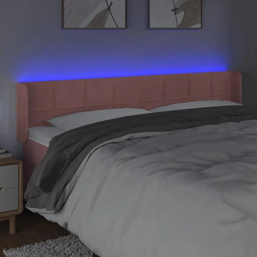 Tête de lit à LED Rose 203x16x78/88 cm Velours - 4