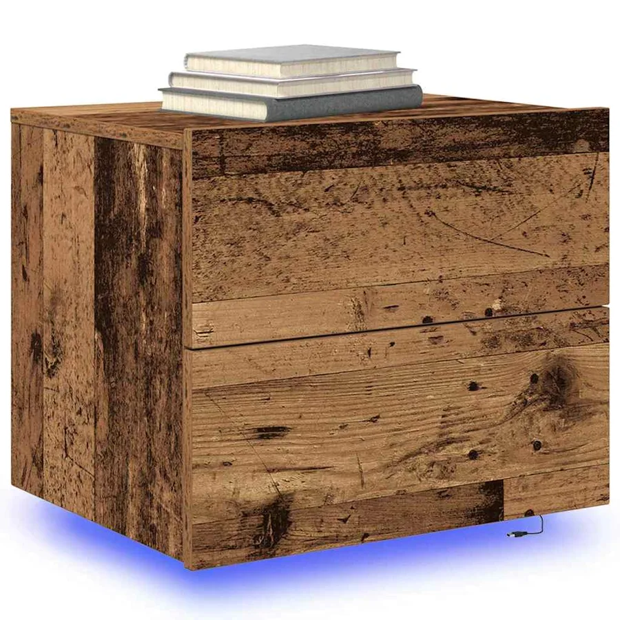 Cabinet de chevet avec tiroir 2 pcs Bois ancien 50 x 39 x 41 cm - 3