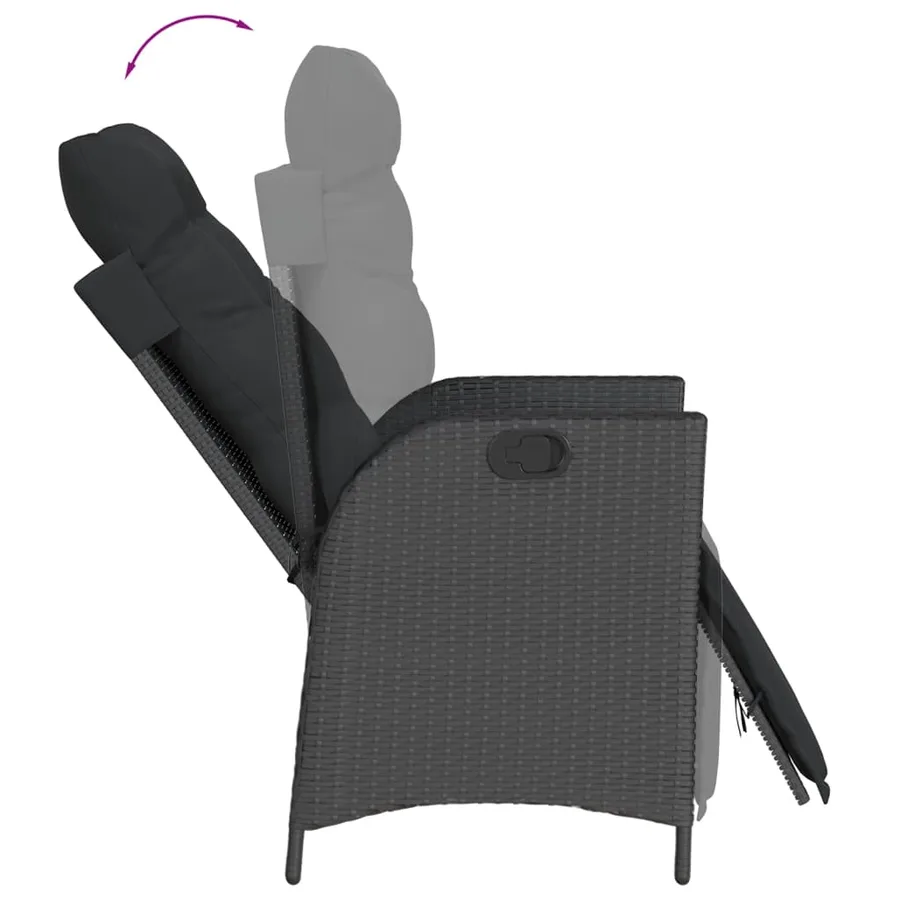 Ensemble à manger de jardin coussins 7pcs Noir Résine tressée - 5