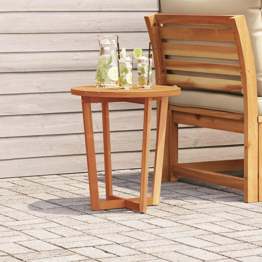 Table d'appoint de jardin ronde Ø55x60 cm en bois d'acacia massif